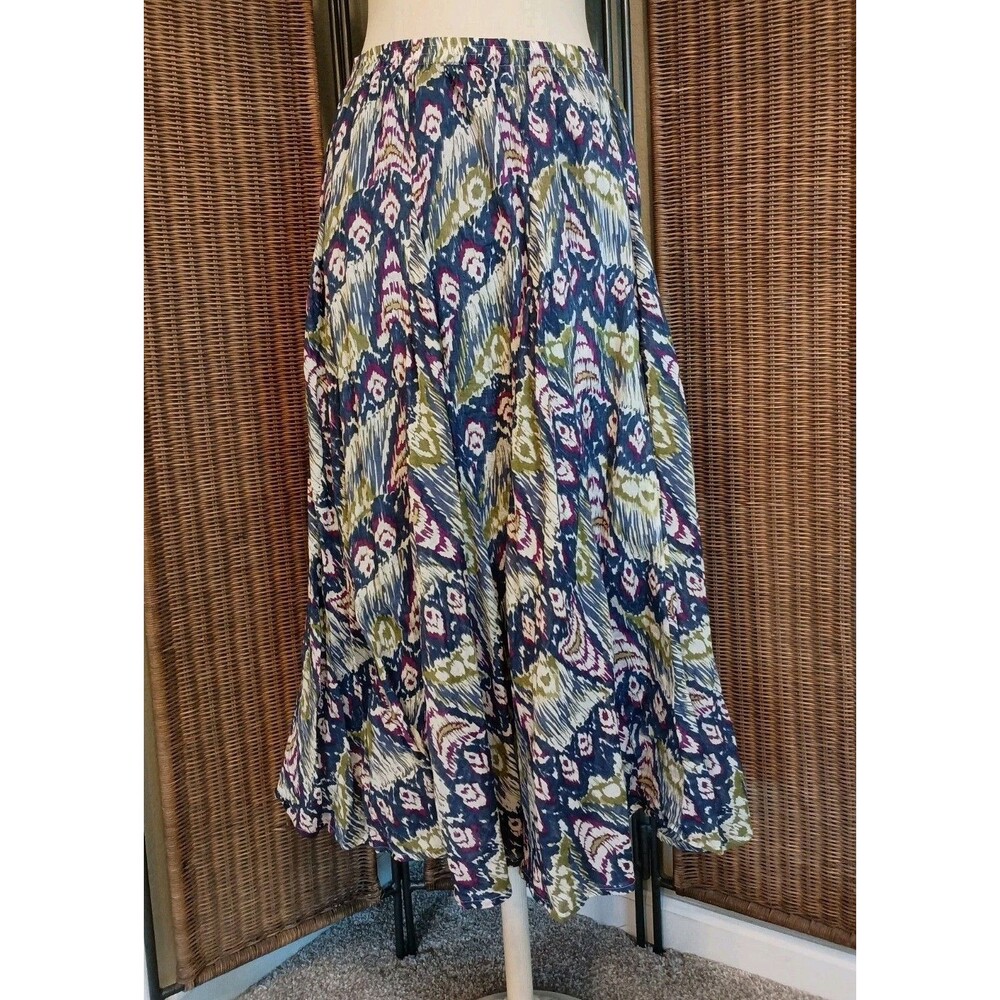 Reba Maxi Midi Skirt Size Large Cowgirl Broomstick Western Boho Prairie Blue